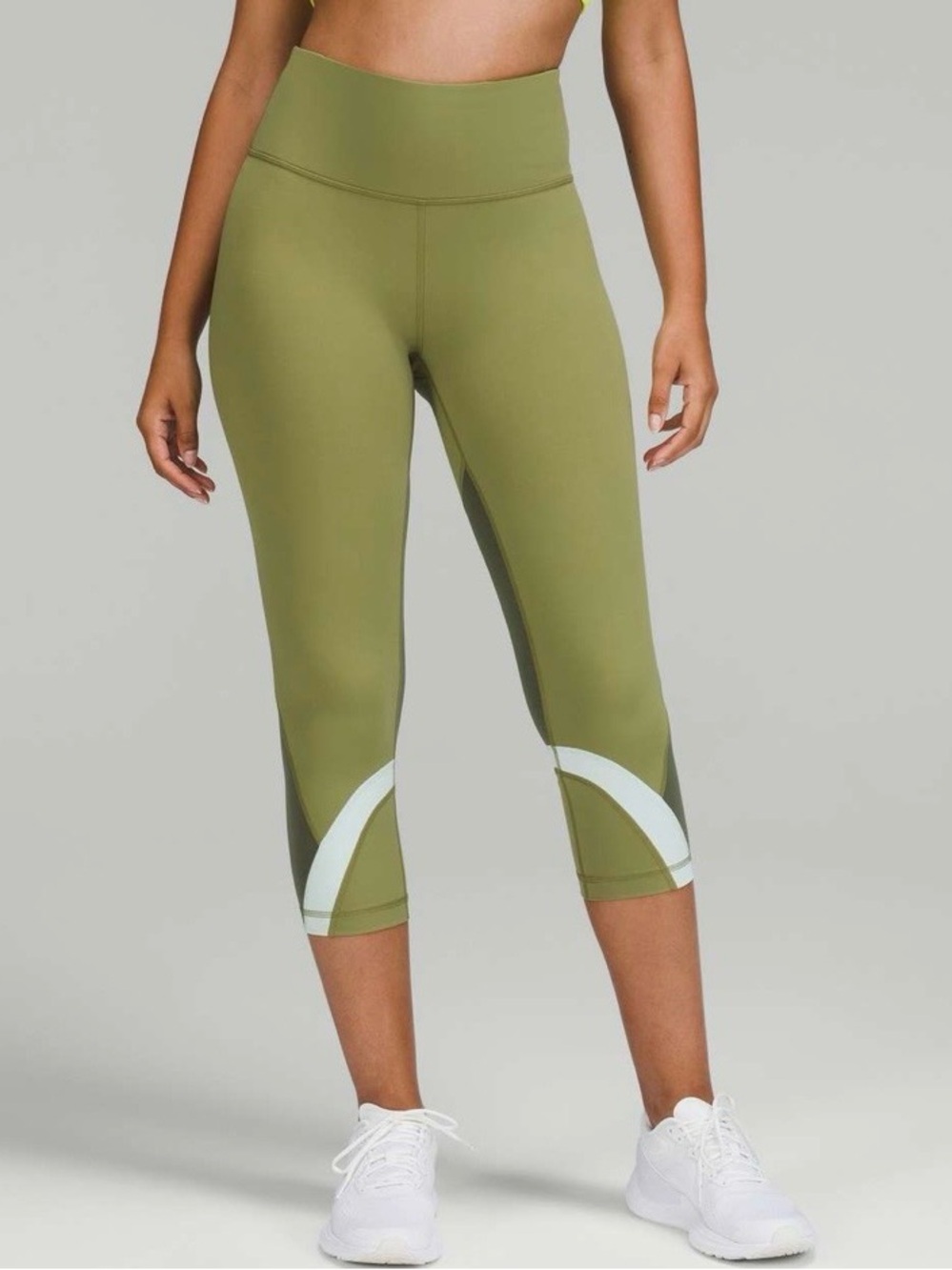 Lululemon Throwback Inspire High-Rise Crop 21” Leggings Bronze Green Mesh 10